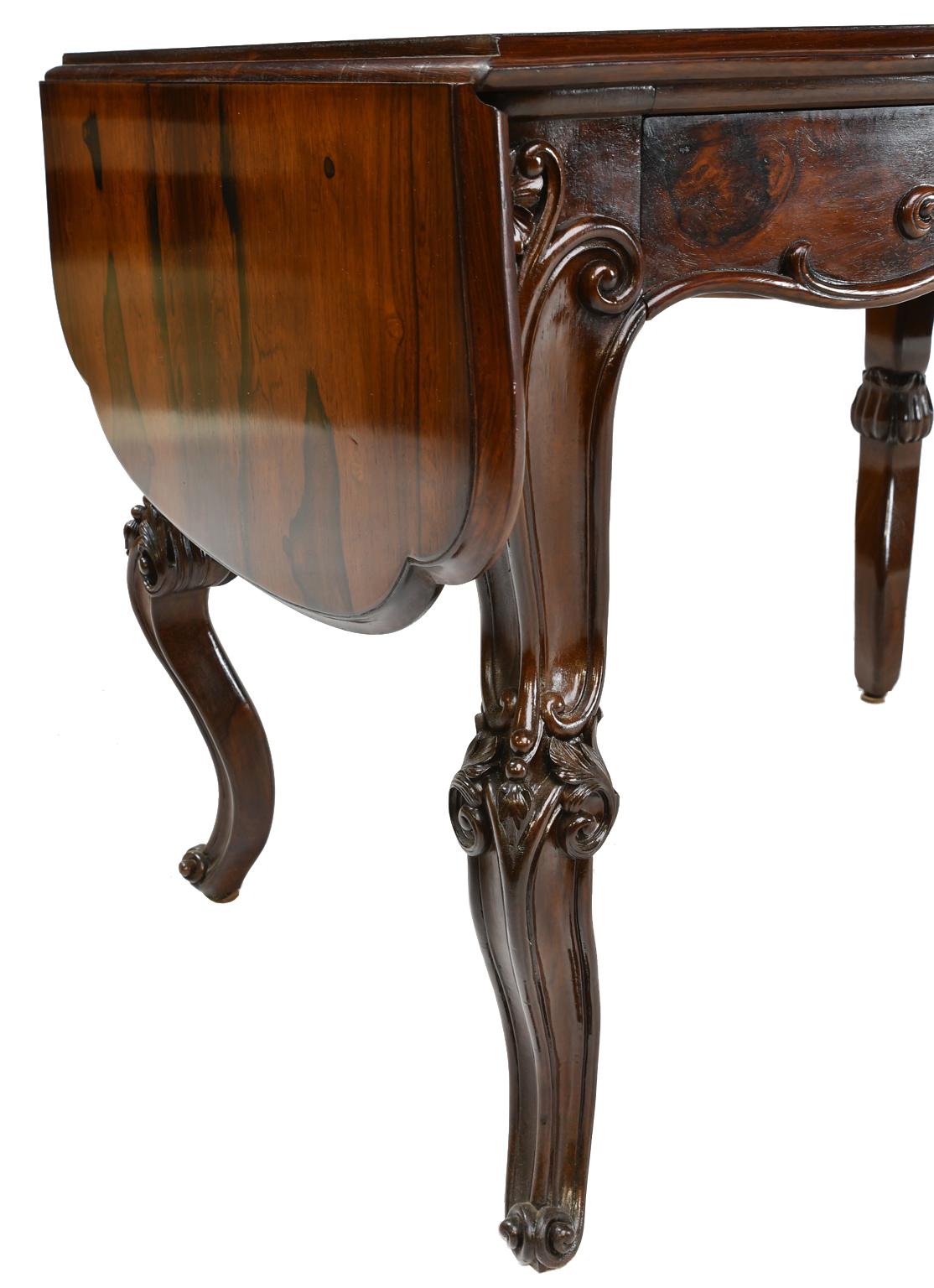 Rosewood American Rococo Revival Sofa Table or Writing Table NYC, circa 1840 For Sale 10