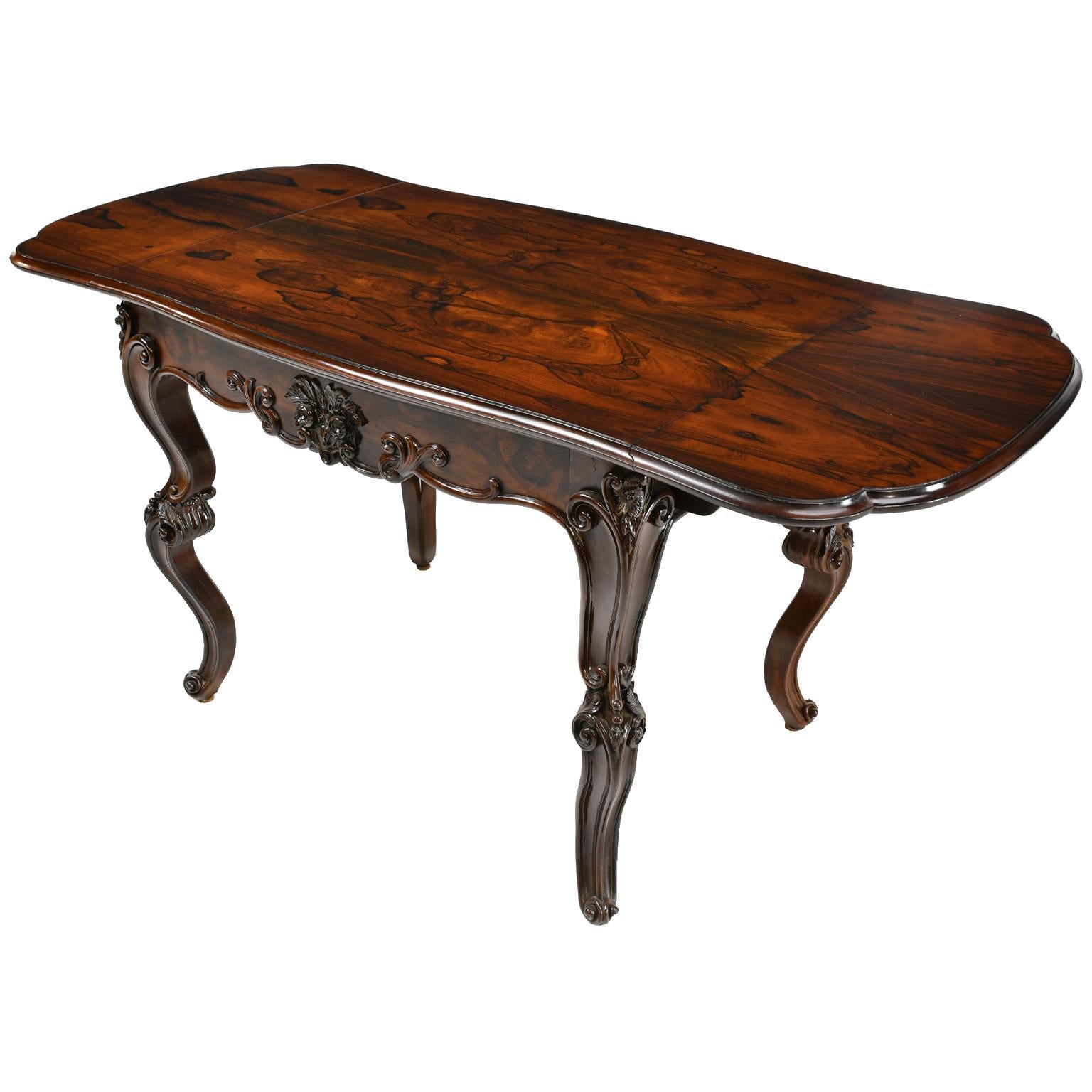 Rosewood American Rococo Revival Sofa Table or Writing Table NYC, circa 1840 In Good Condition For Sale In Miami, FL