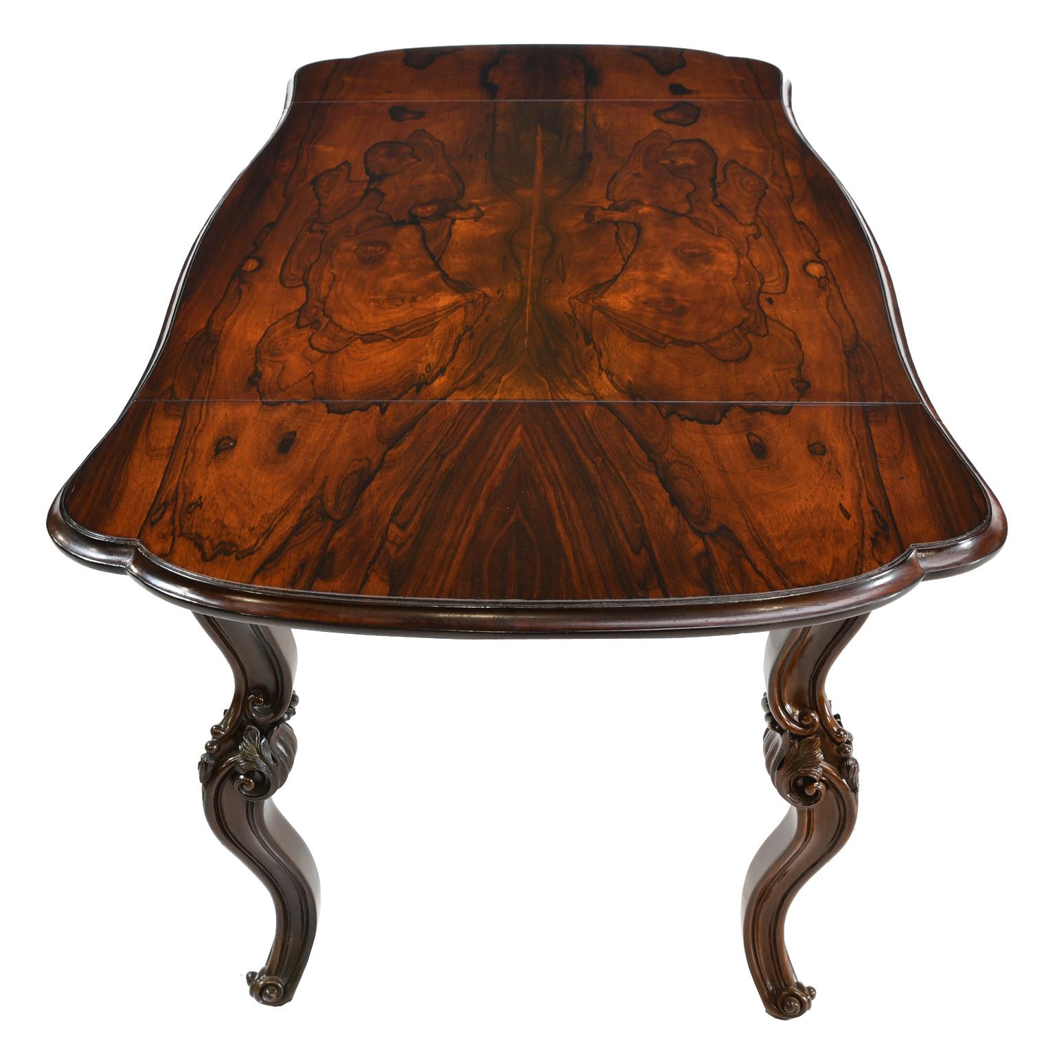 Rosewood American Rococo Revival Sofa Table or Writing Table NYC, circa 1840 For Sale 1