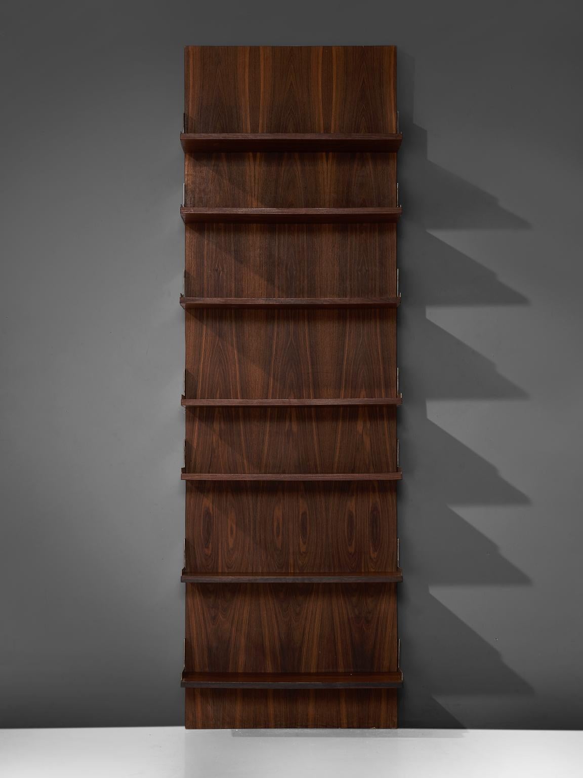 Mid-Century Modern Rosewood and Aluminum Bookcase