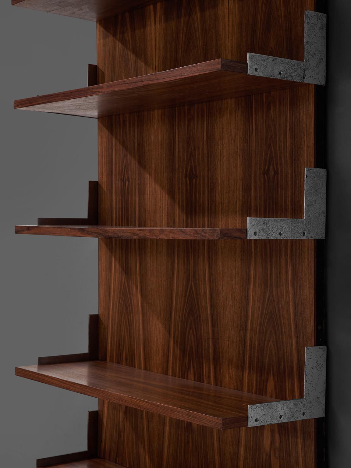 Rosewood and Aluminum Bookcase In Good Condition In Waalwijk, NL