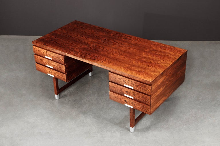 Rosewood and Aluminum Desk by Kai Kristiansen for Feldballes Møbelfabrik, 1960s 10