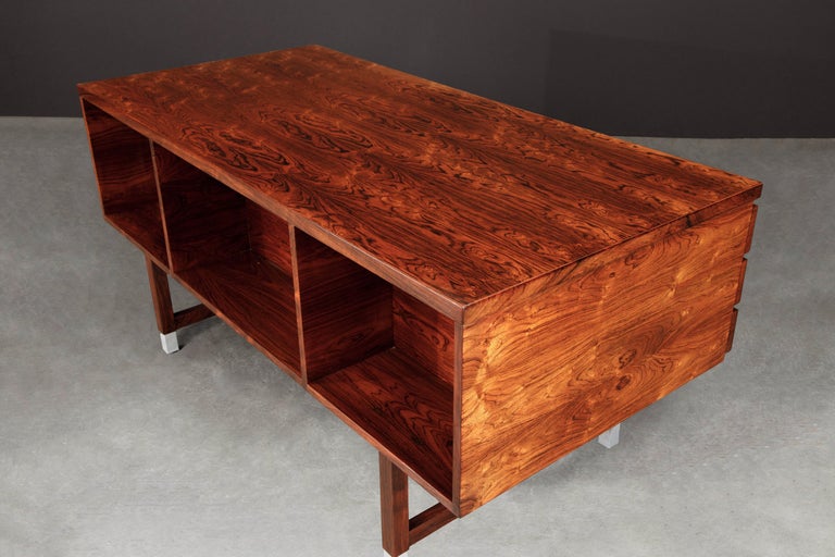Rosewood and Aluminum Desk by Kai Kristiansen for Feldballes Møbelfabrik, 1960s 11
