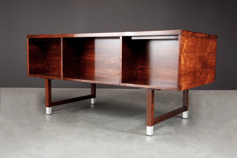 Rosewood and Aluminum Desk by Kai Kristiansen for Feldballes Møbelfabrik, 1960s 12