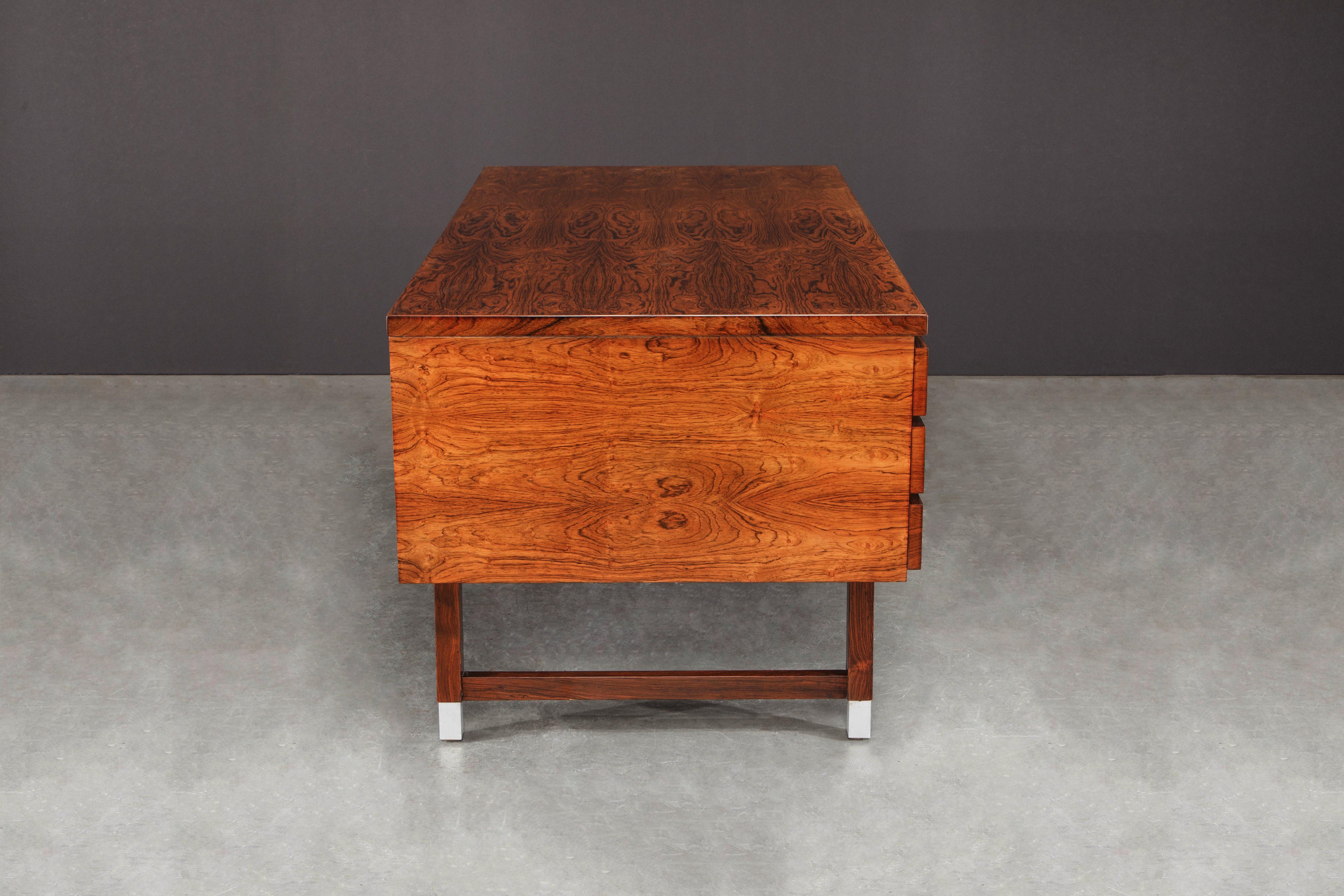 Scandinavian Modern Rosewood and Aluminum Desk by Kai Kristiansen for Feldballes Møbelfabrik, 1960s