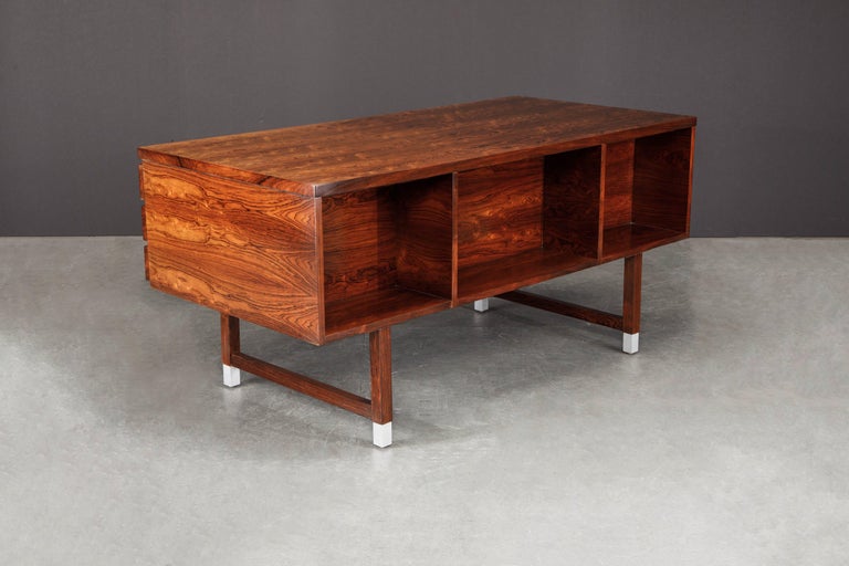 Mid-20th Century Rosewood and Aluminum Desk by Kai Kristiansen for Feldballes Møbelfabrik, 1960s