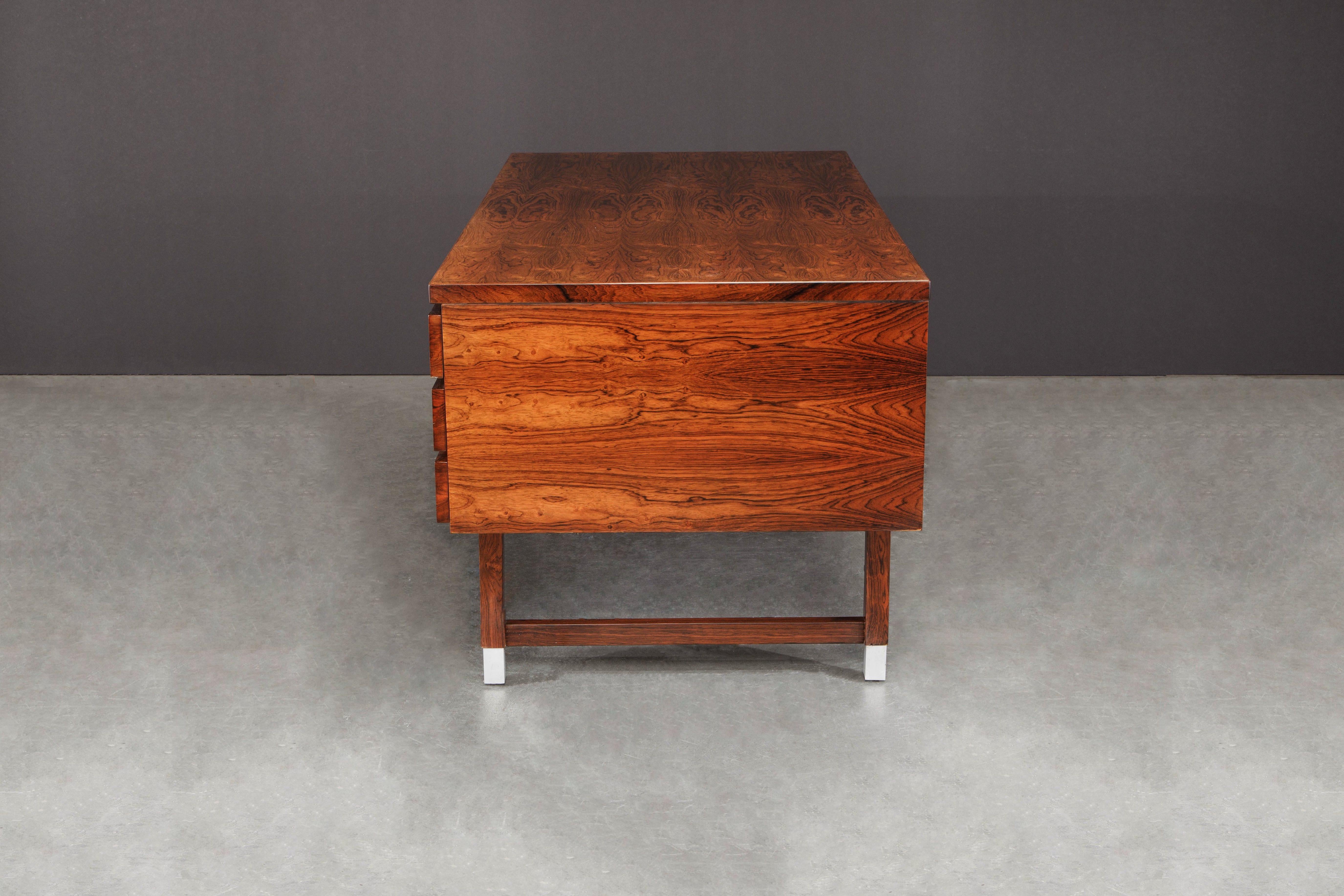 Rosewood and Aluminum Desk by Kai Kristiansen for Feldballes Møbelfabrik, 1960s 1