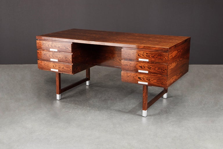 Rosewood and Aluminum Desk by Kai Kristiansen for Feldballes Møbelfabrik, 1960s 2