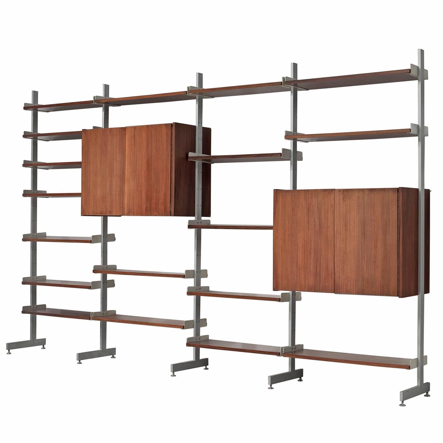 Rosewood and Aluminum Wall Unit