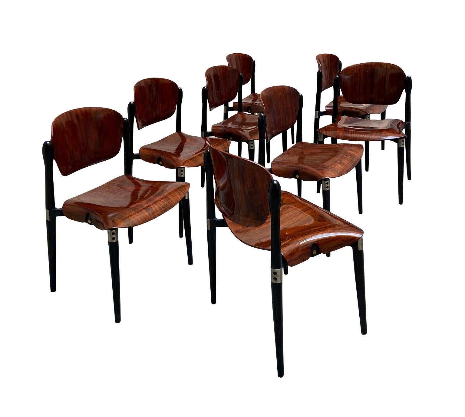 Mid-Century Modern Rosewood and Black Lacquered 