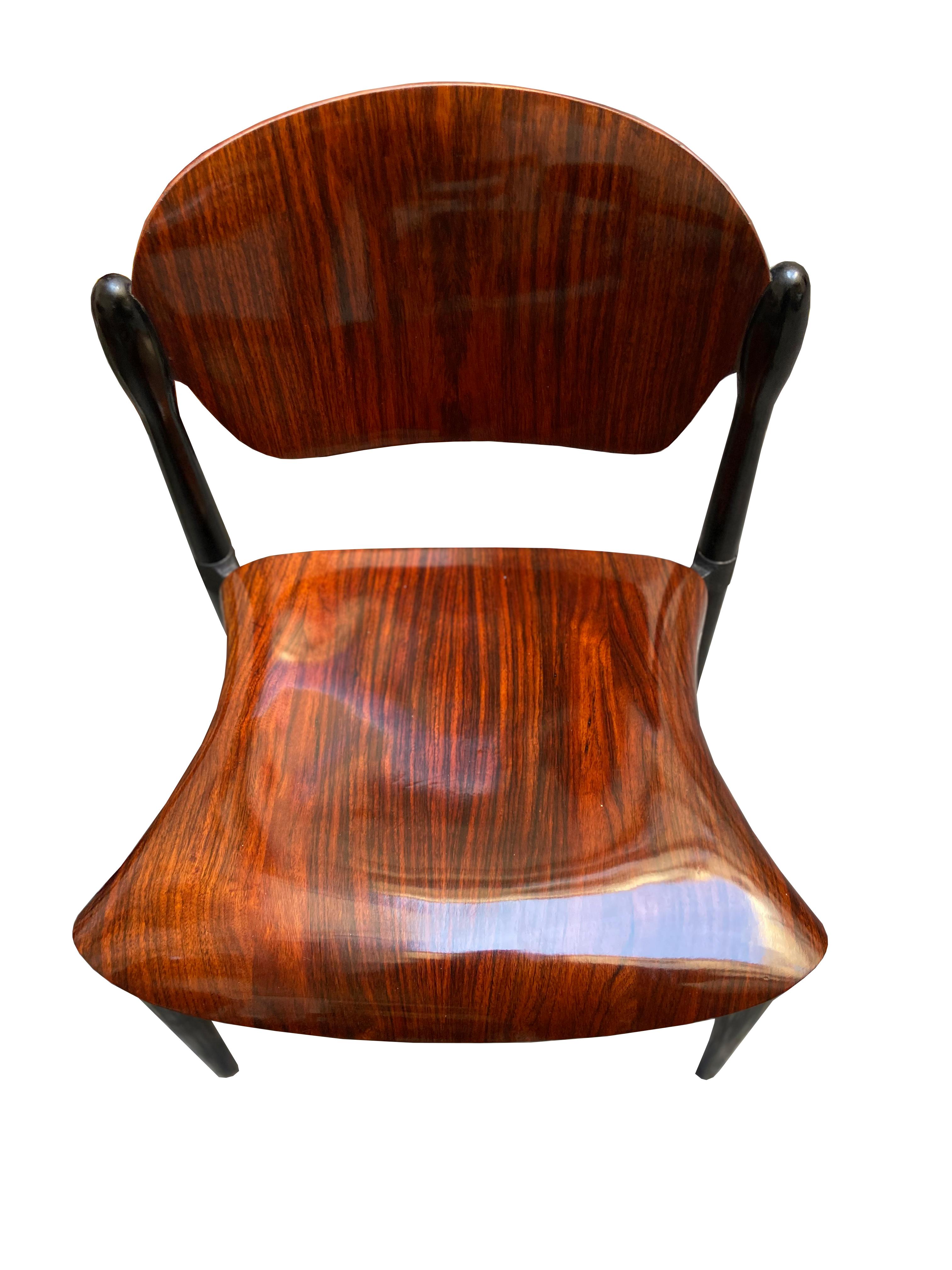 Italian Rosewood and Black Lacquered 