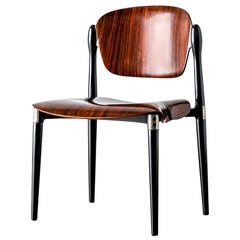 Rosewood and Black Lacquered "S83" Side Chair by Eugenio Gerli for Tecno, 1962