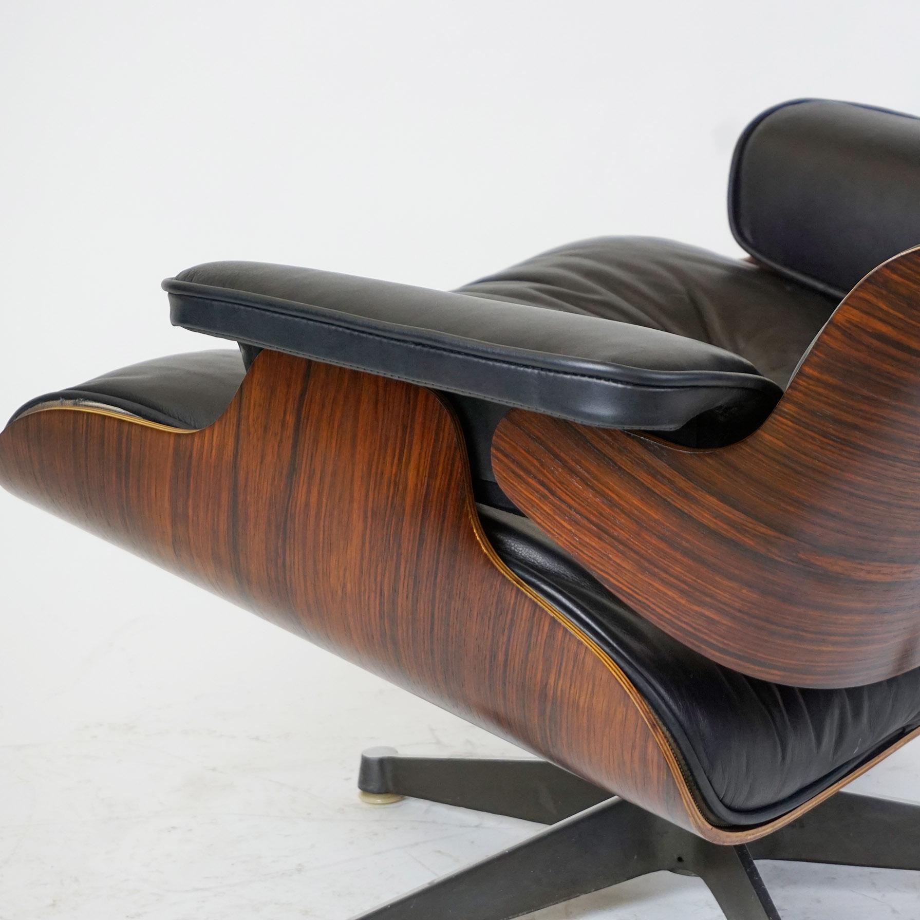 Rosewood and Black Leather Eames Lounge Chair by ICF for Herman Miller 4