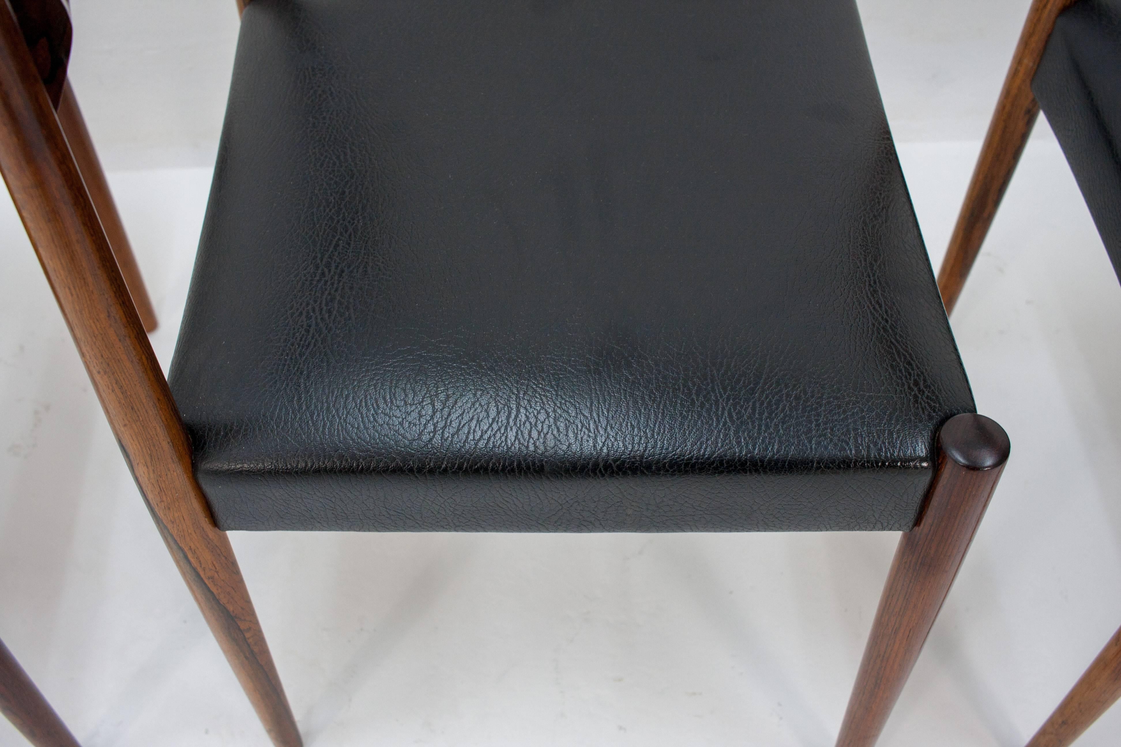 Rosewood and Black Leather Lübke Dining Chairs, Set of Four, 1960s 1