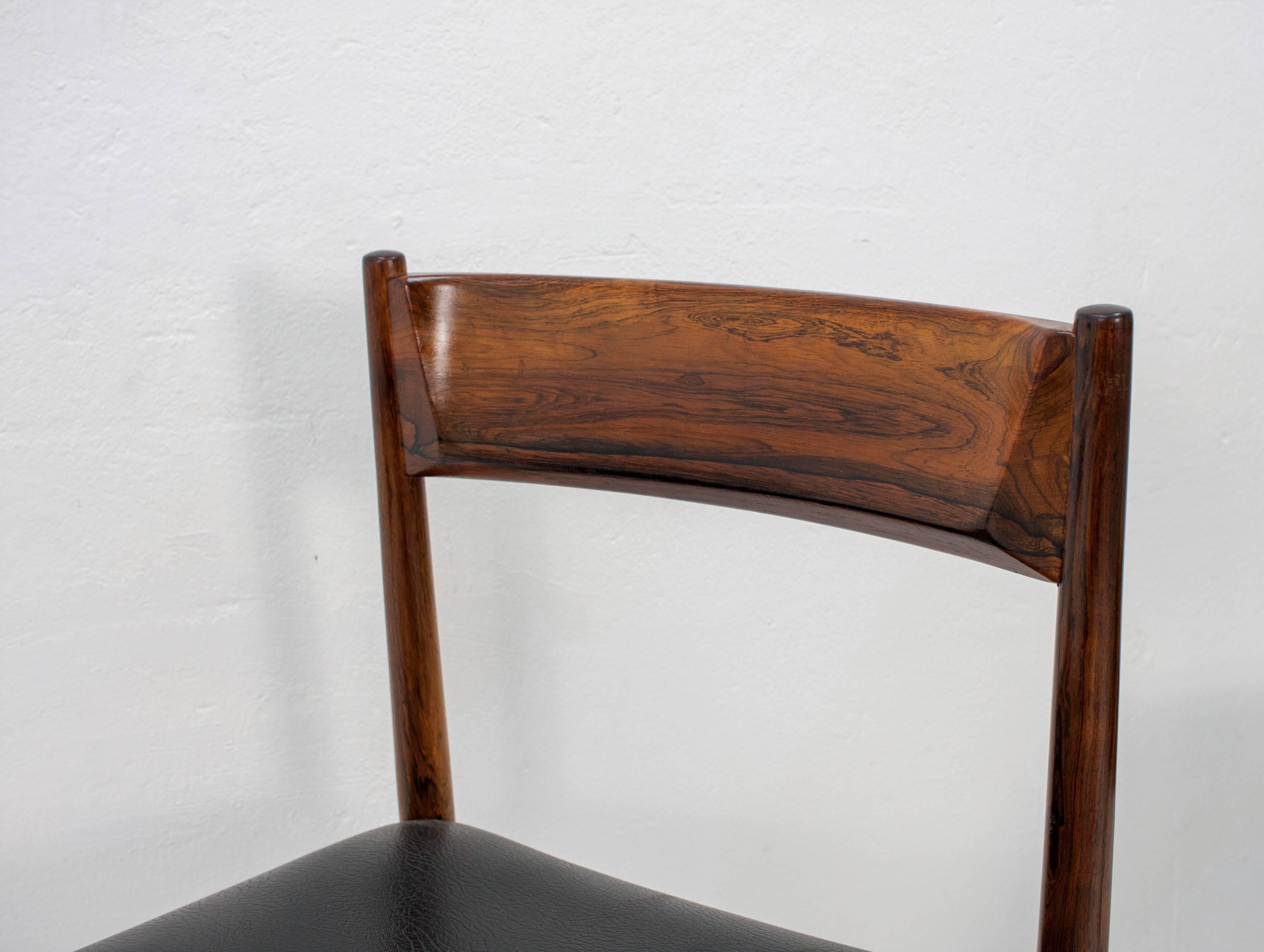 Mid-Century Modern Rosewood and Black Leather Lübke Dining Chairs, Set of Four, 1960s