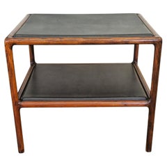 Table d'appoint en bois de rose et cuir noir, par Ward Bennett pour Brickell