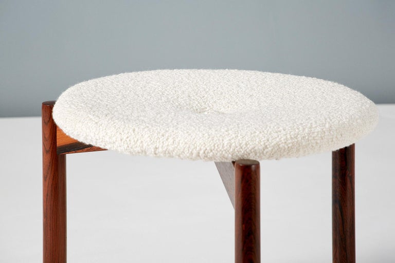 Rosewood and Boucle Wool Stools by Uno Kristiansson, 1960s at 1stDibs