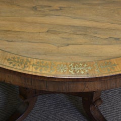 Rosewood and Brass Inlaid Regency Circular Centre Table