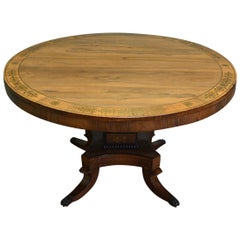 Rosewood and Brass Inlaid Regency Circular Centre Table