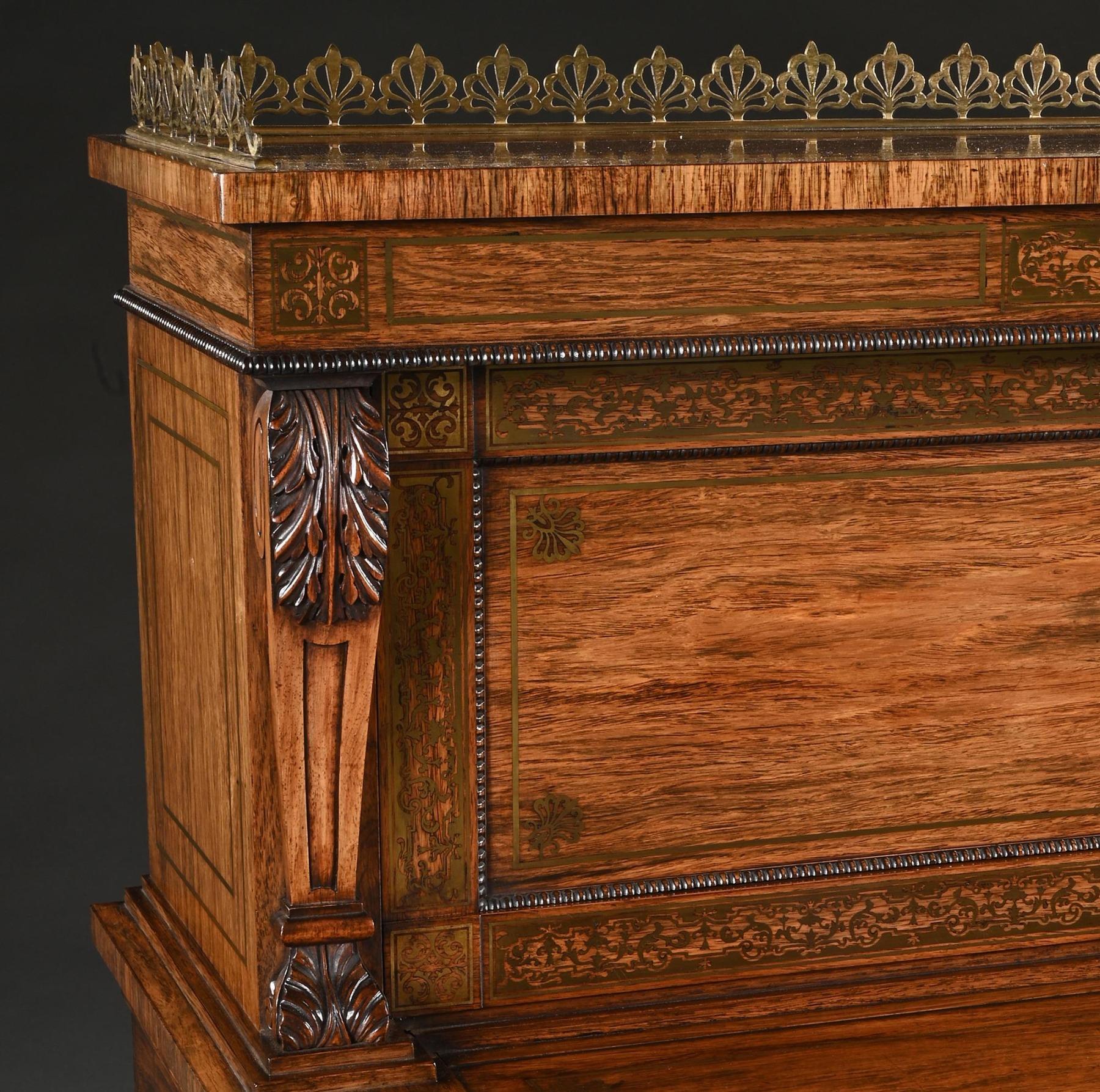 Rosewood And Brass Inlaid Writing Table Attributed To Gillows Oxford Street Work 3