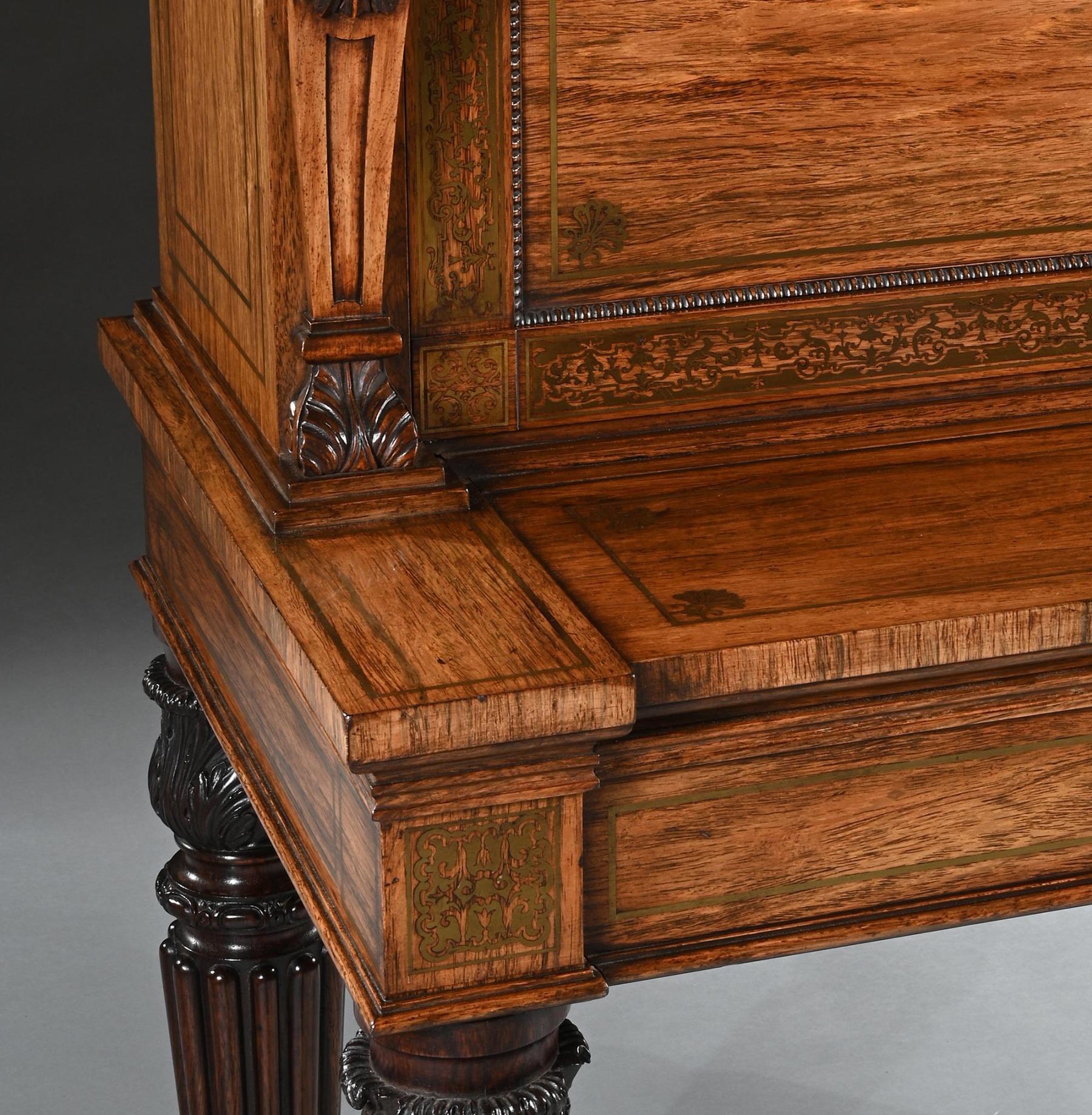 Rosewood And Brass Inlaid Writing Table Attributed To Gillows Oxford Street Work 4