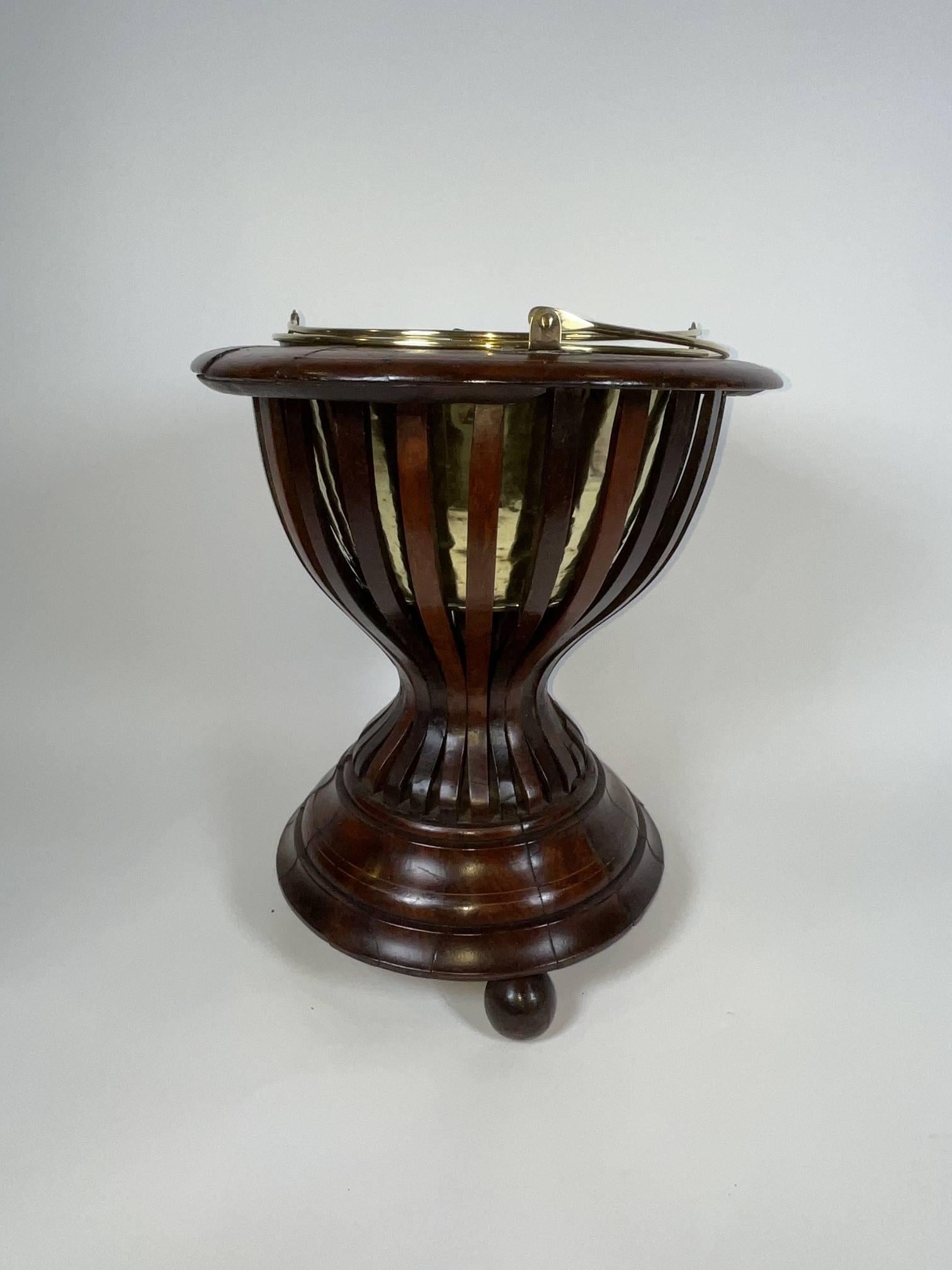 Rosewood and Brass Library Planter In Good Condition In Norwell, MA