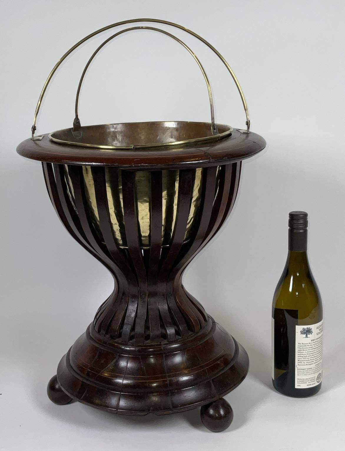 Mid-20th Century Rosewood and Brass Library Planter