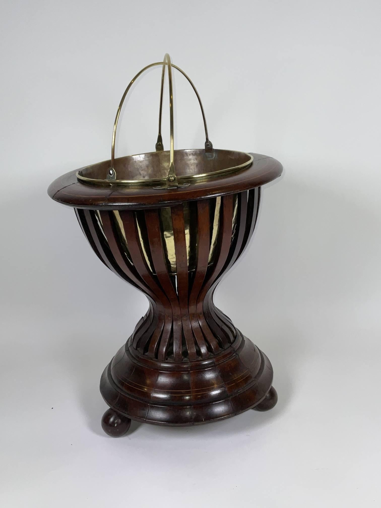 Rosewood and Brass Library Planter 2