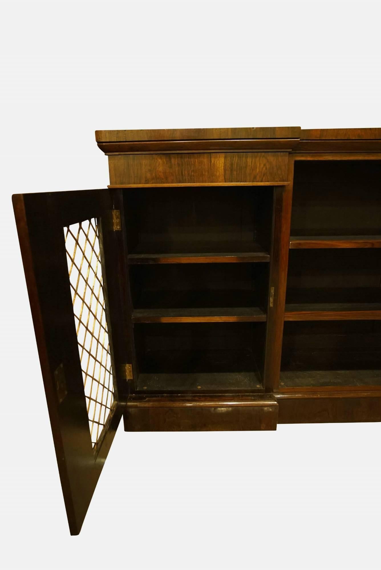 Rosewood and Brass Open Bookcase For Sale 1