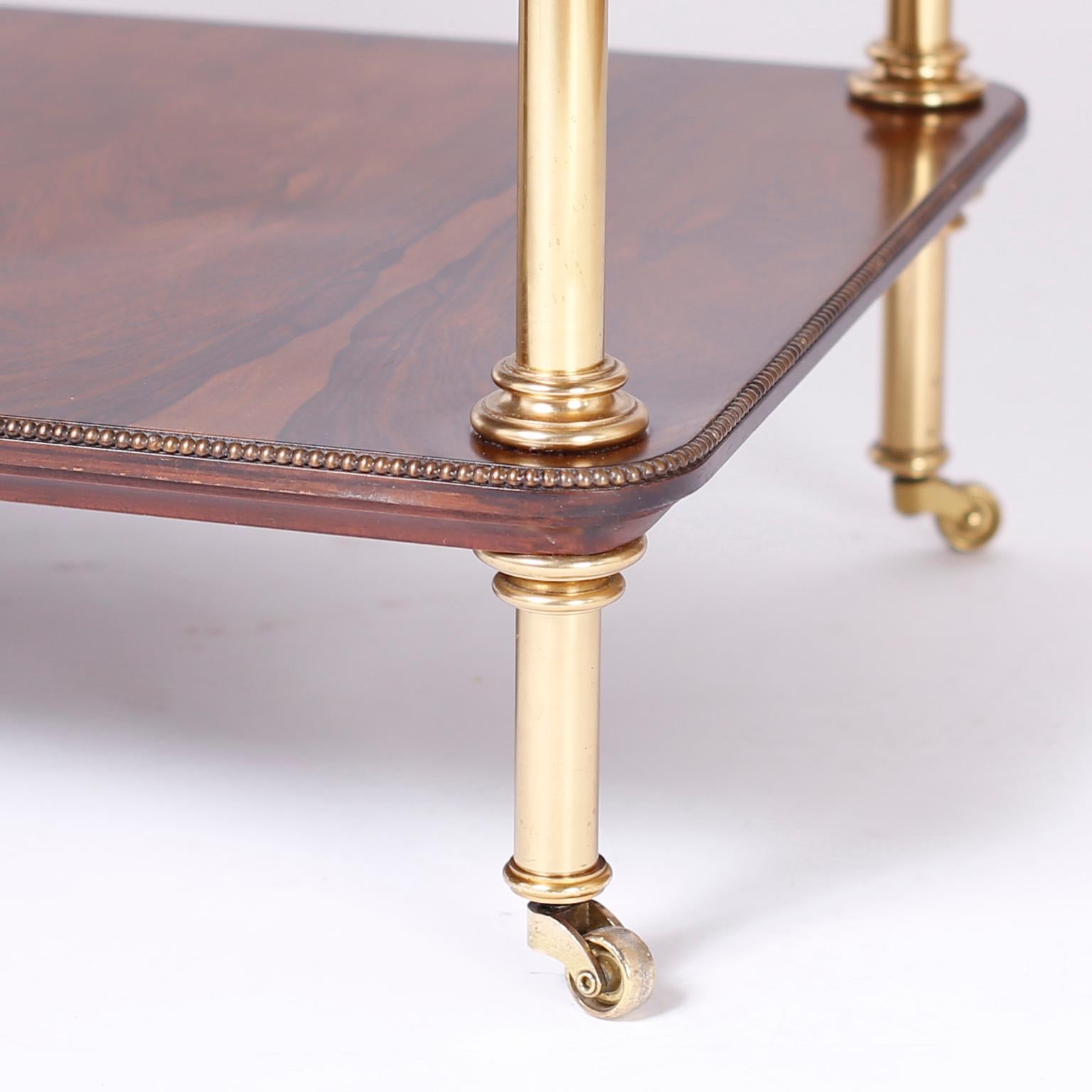 Rosewood and Brass Serving Cart 2