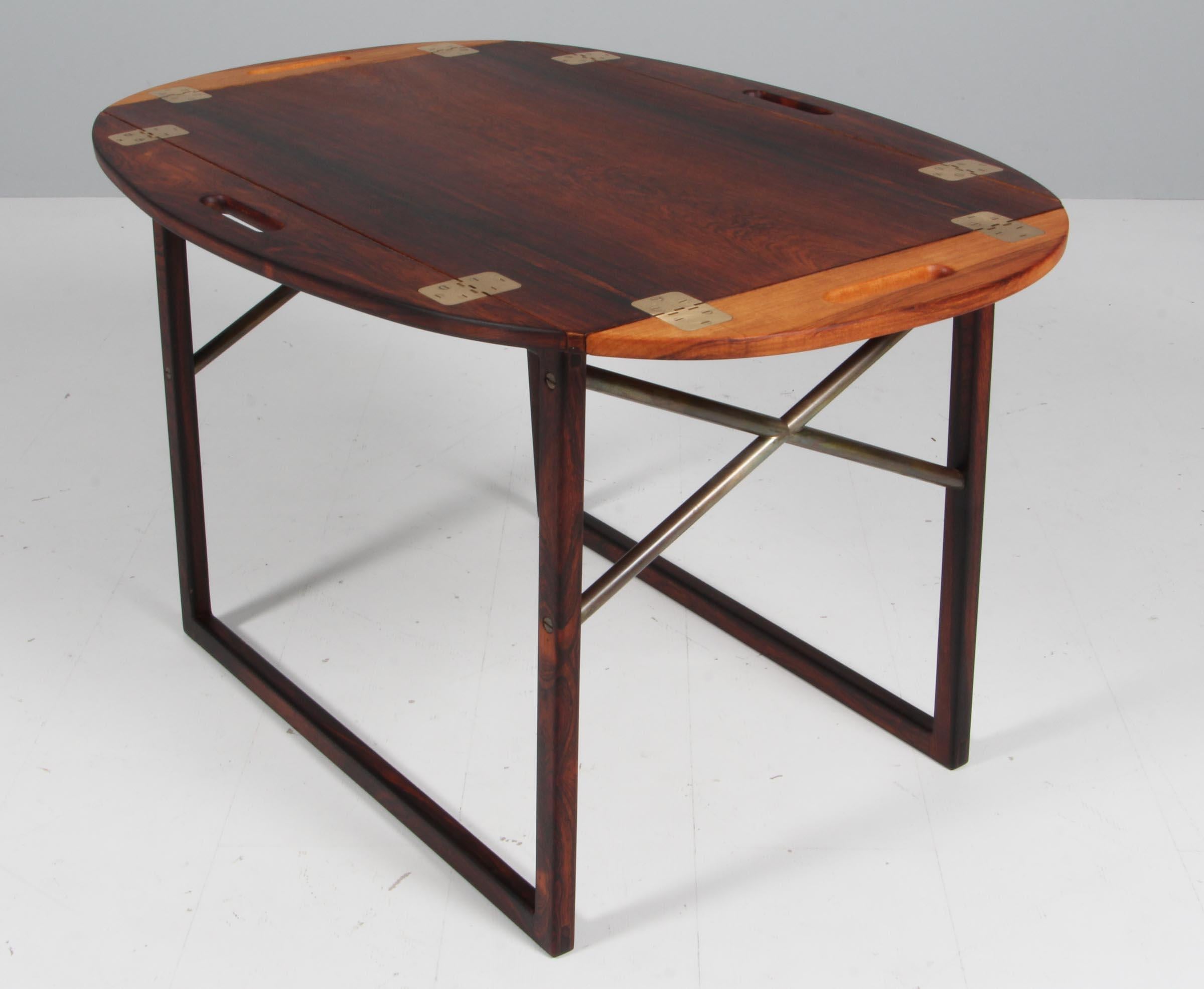 Scandinavian Modern Rosewood and Brass Tray or Butlers Table by Svend Langkilde for Illums Bolighus