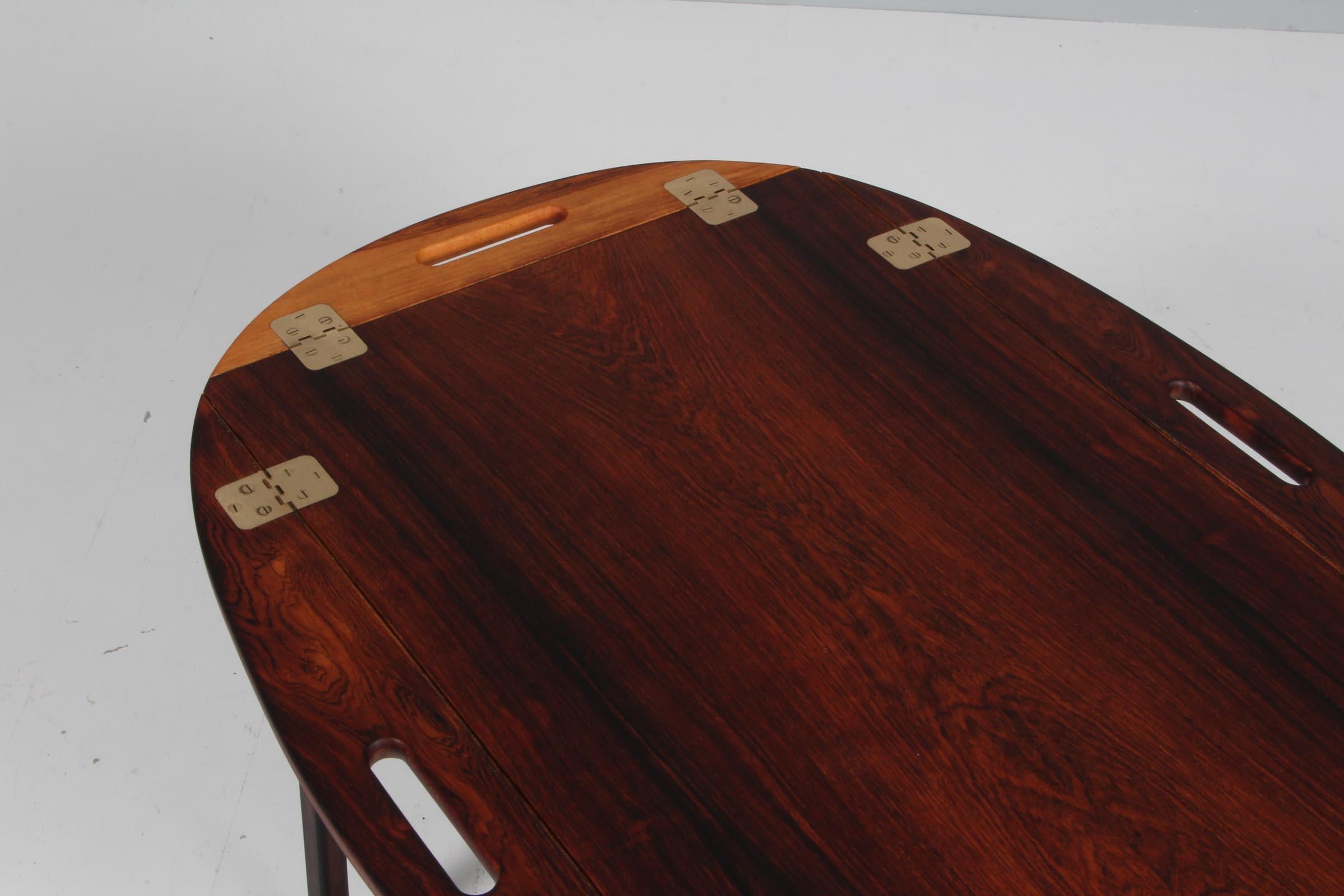 Danish Rosewood and Brass Tray or Butlers Table by Svend Langkilde for Illums Bolighus