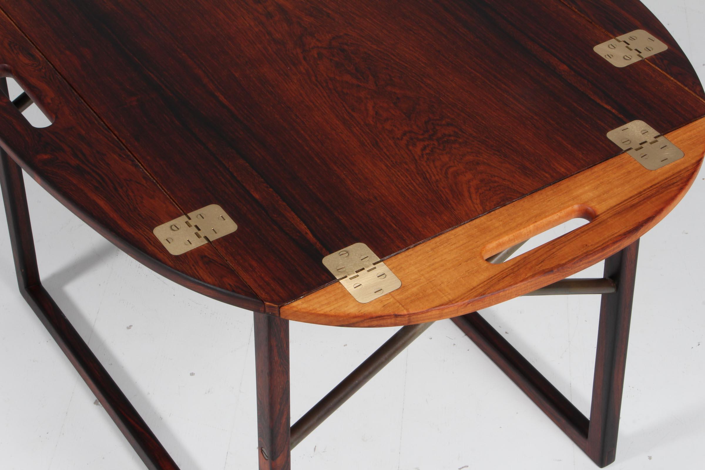 Rosewood and Brass Tray or Butlers Table by Svend Langkilde for Illums Bolighus In Good Condition In Esbjerg, DK