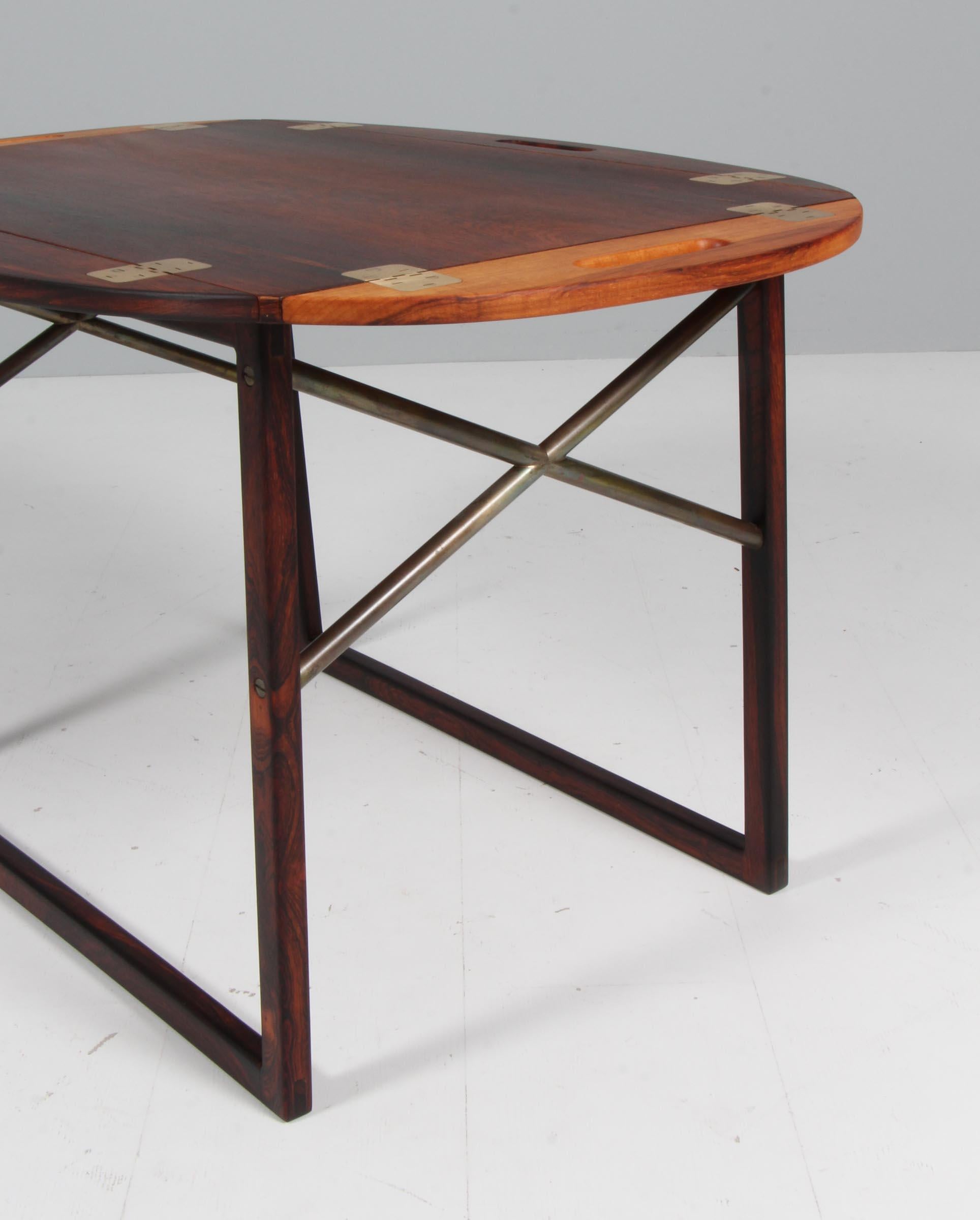 Mid-20th Century Rosewood and Brass Tray or Butlers Table by Svend Langkilde for Illums Bolighus