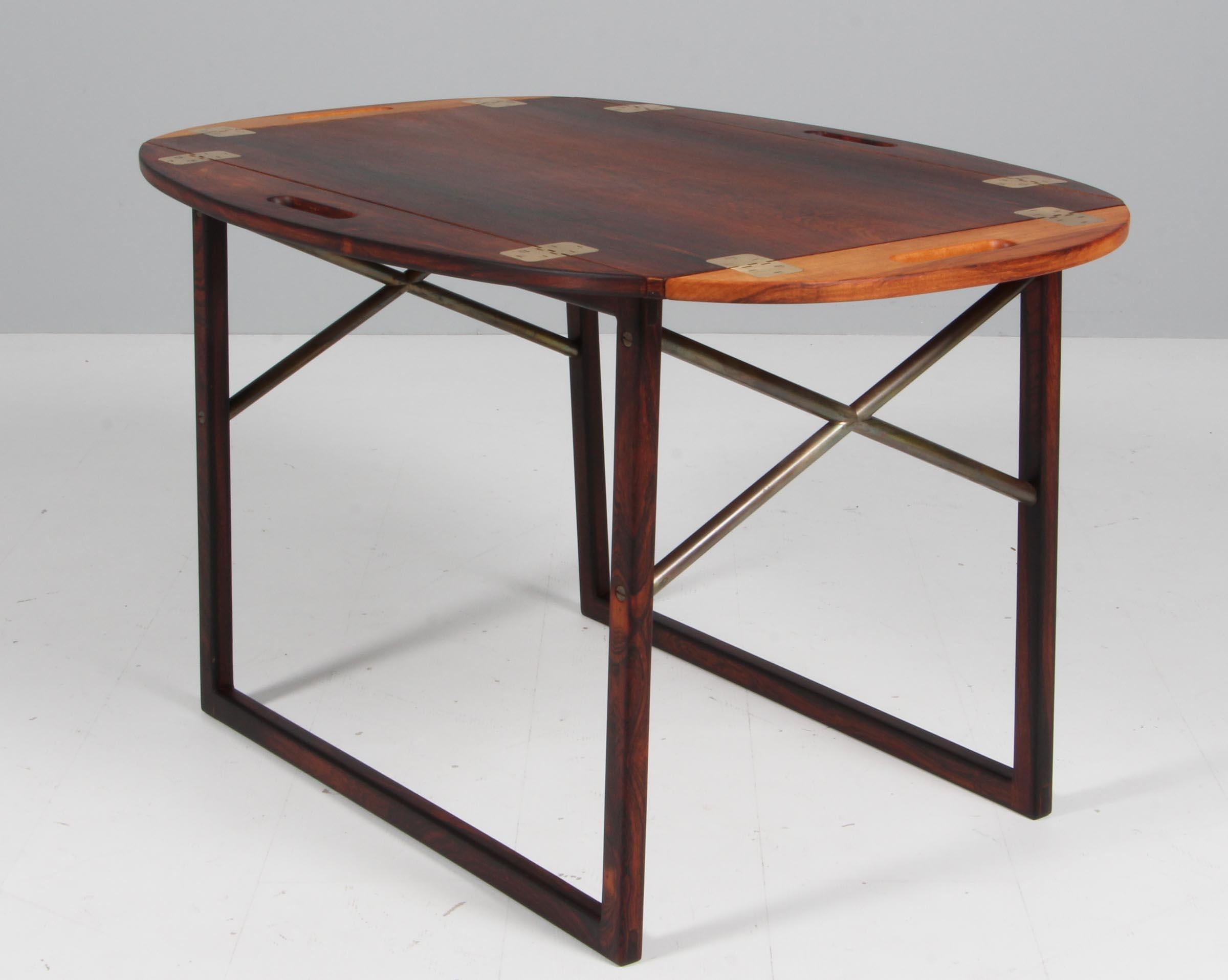 Rosewood and Brass Tray or Butlers Table by Svend Langkilde for Illums Bolighus