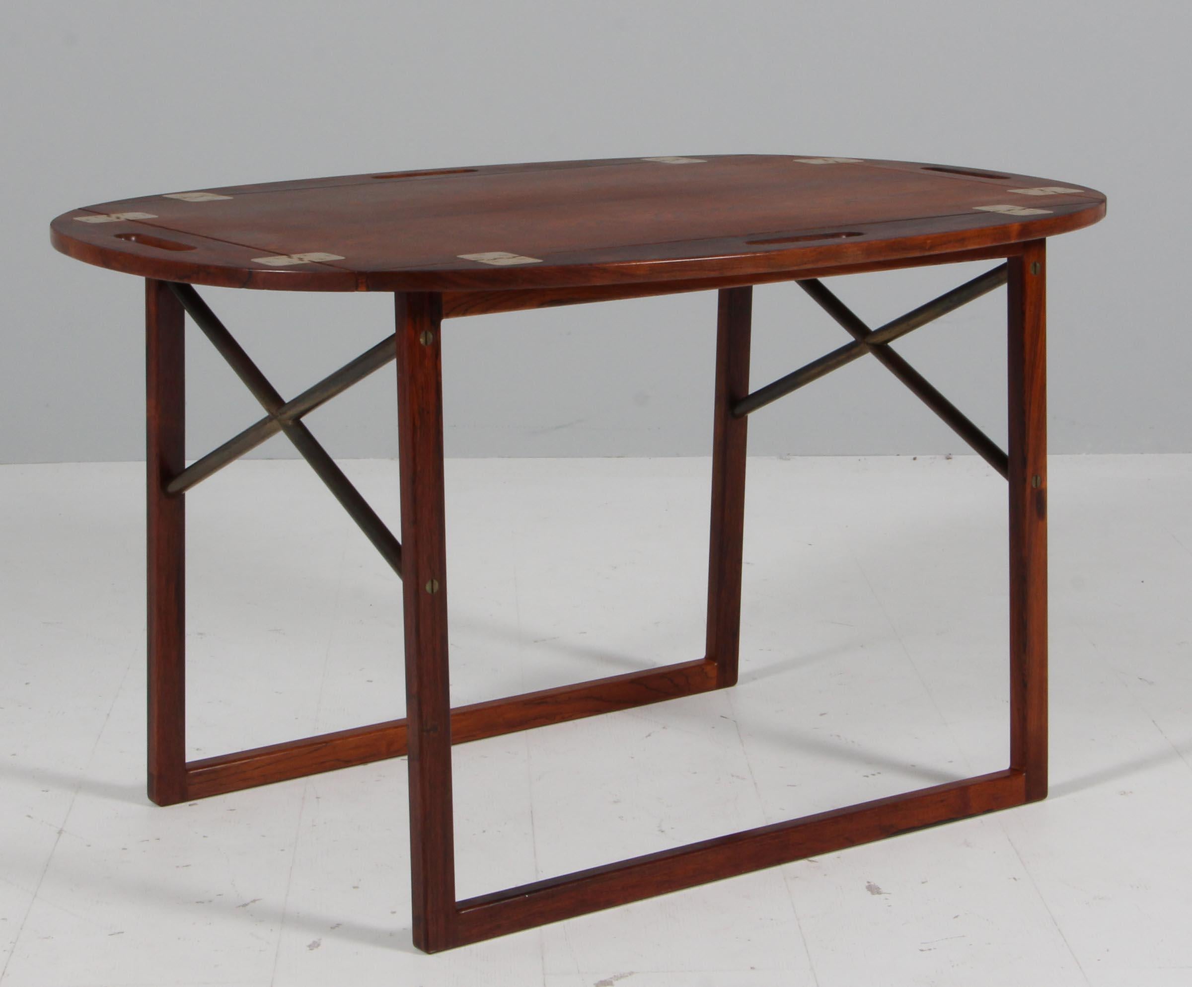 Rosewood and Brass Tray or Butlers Table by Svend Langkilde for Illums Bolighus