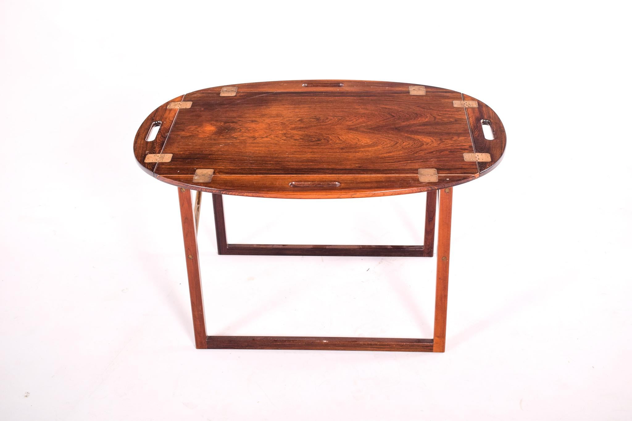 Mid-Century Modern Rosewood and Brass Tray Table by Svend Langkilde, 1950’s