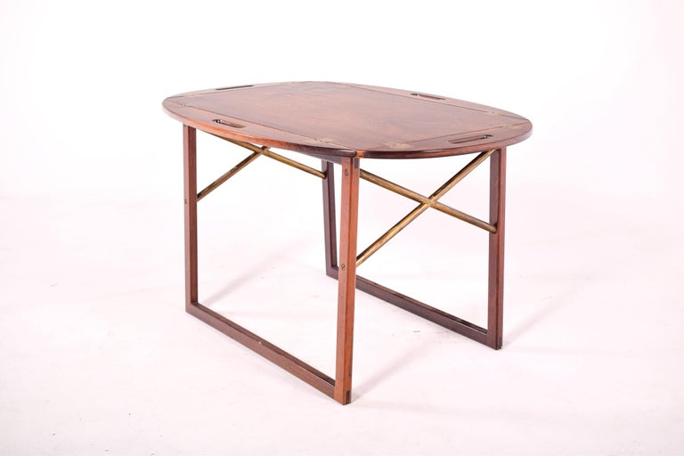 Danish Rosewood and Brass Tray Table by Svend Langkilde, 1950’s