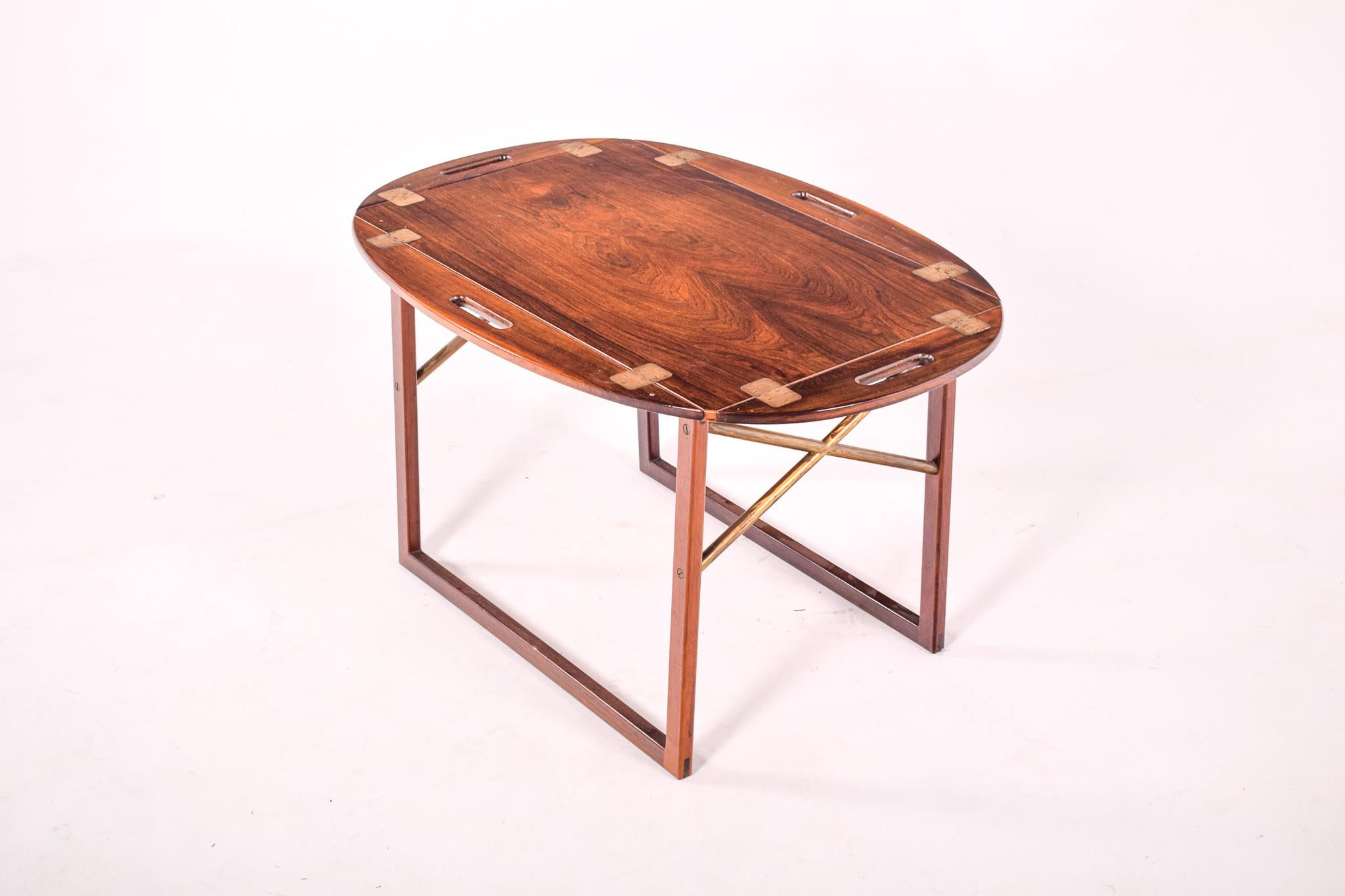 Rosewood and Brass Tray Table by Svend Langkilde, 1950’s In Good Condition In Lisboa, Lisboa