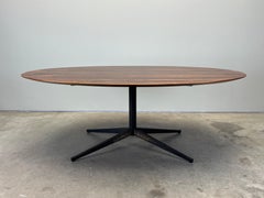Rosewood and Bronze Florence Knoll Oval Dining Table / Desk