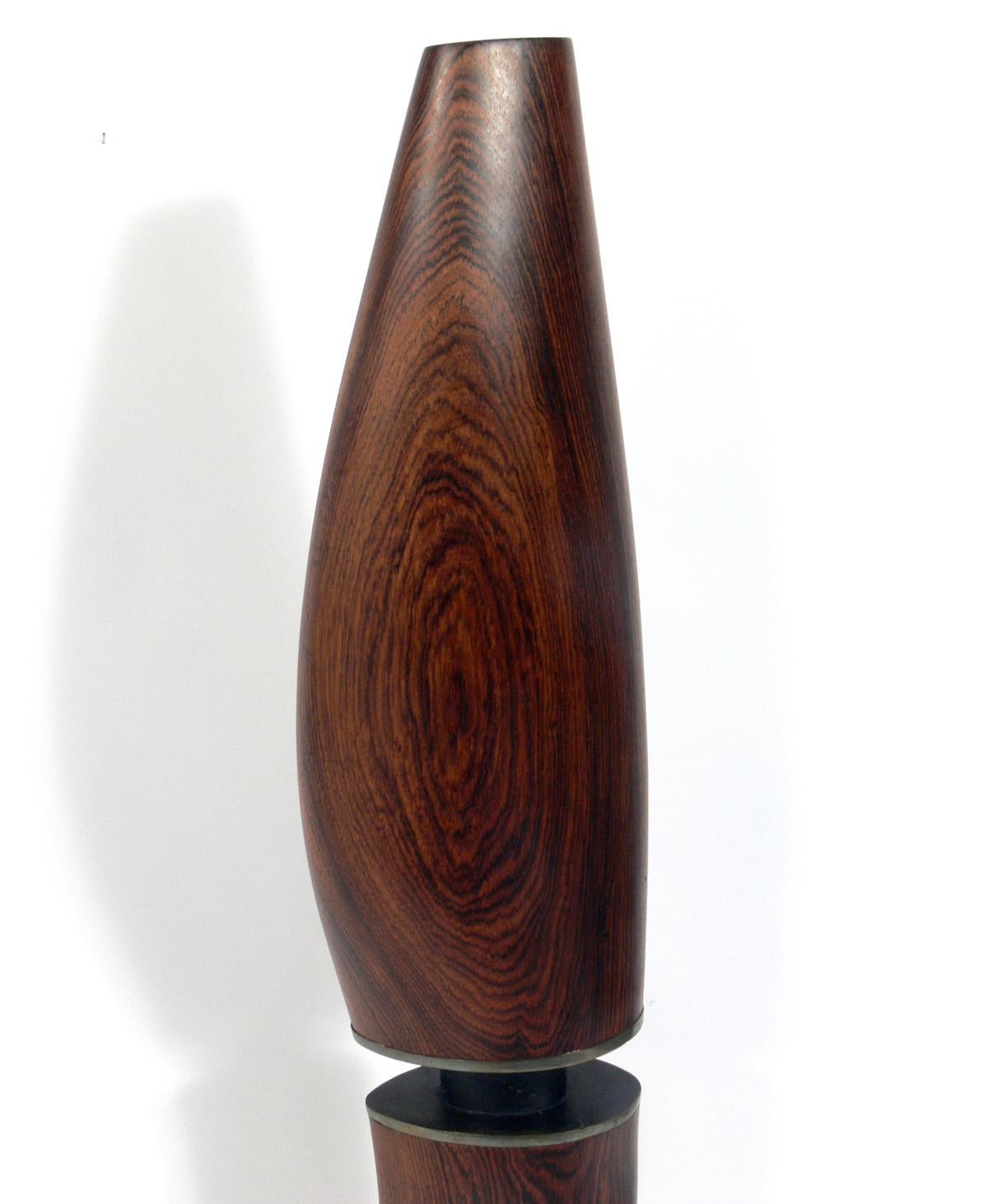 Mid-Century Modern Rosewood and Bronze Totem Sculpture by Alden Smith