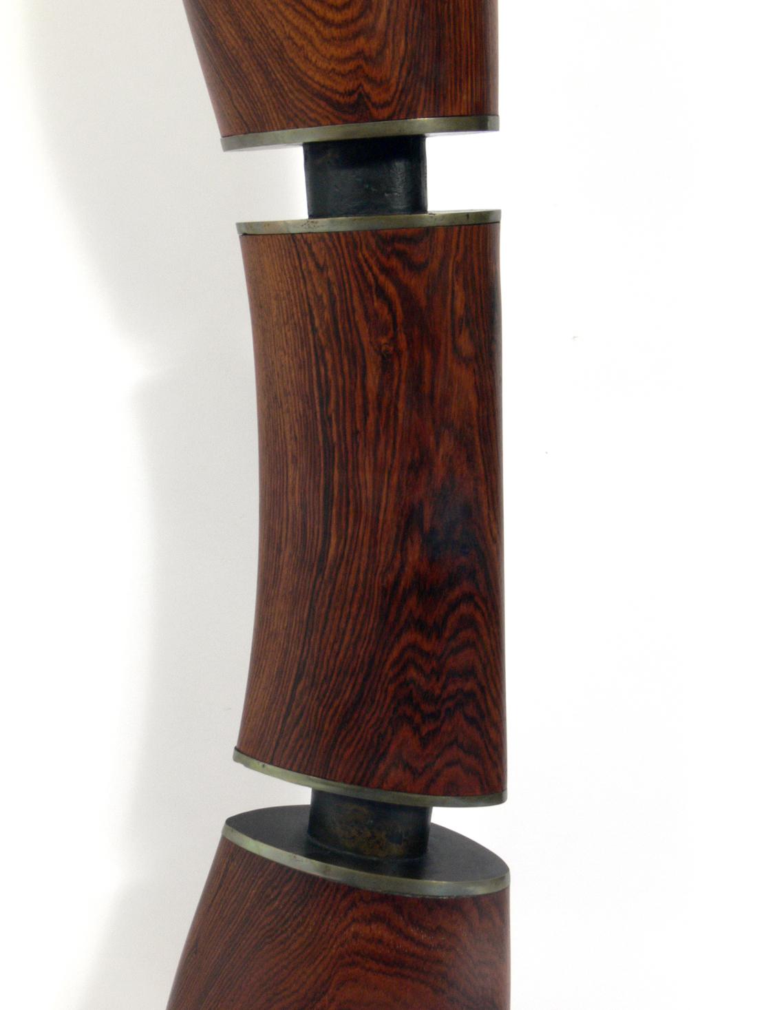 American Rosewood and Bronze Totem Sculpture by Alden Smith