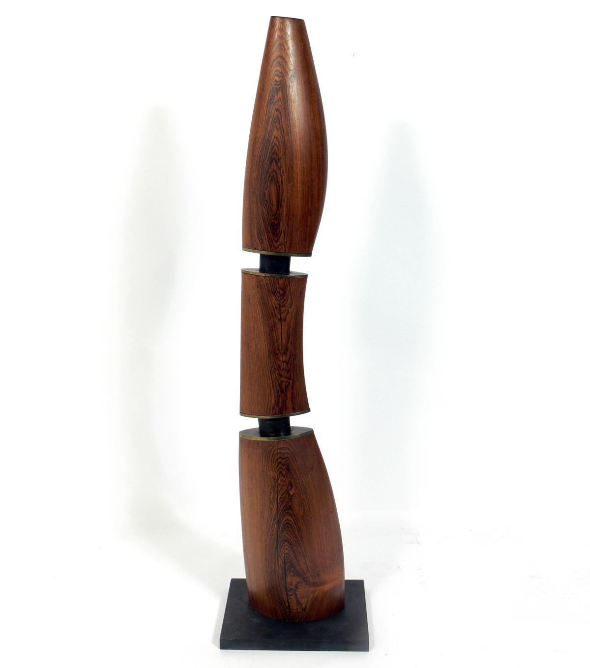 Mid-20th Century Rosewood and Bronze Totem Sculpture by Alden Smith