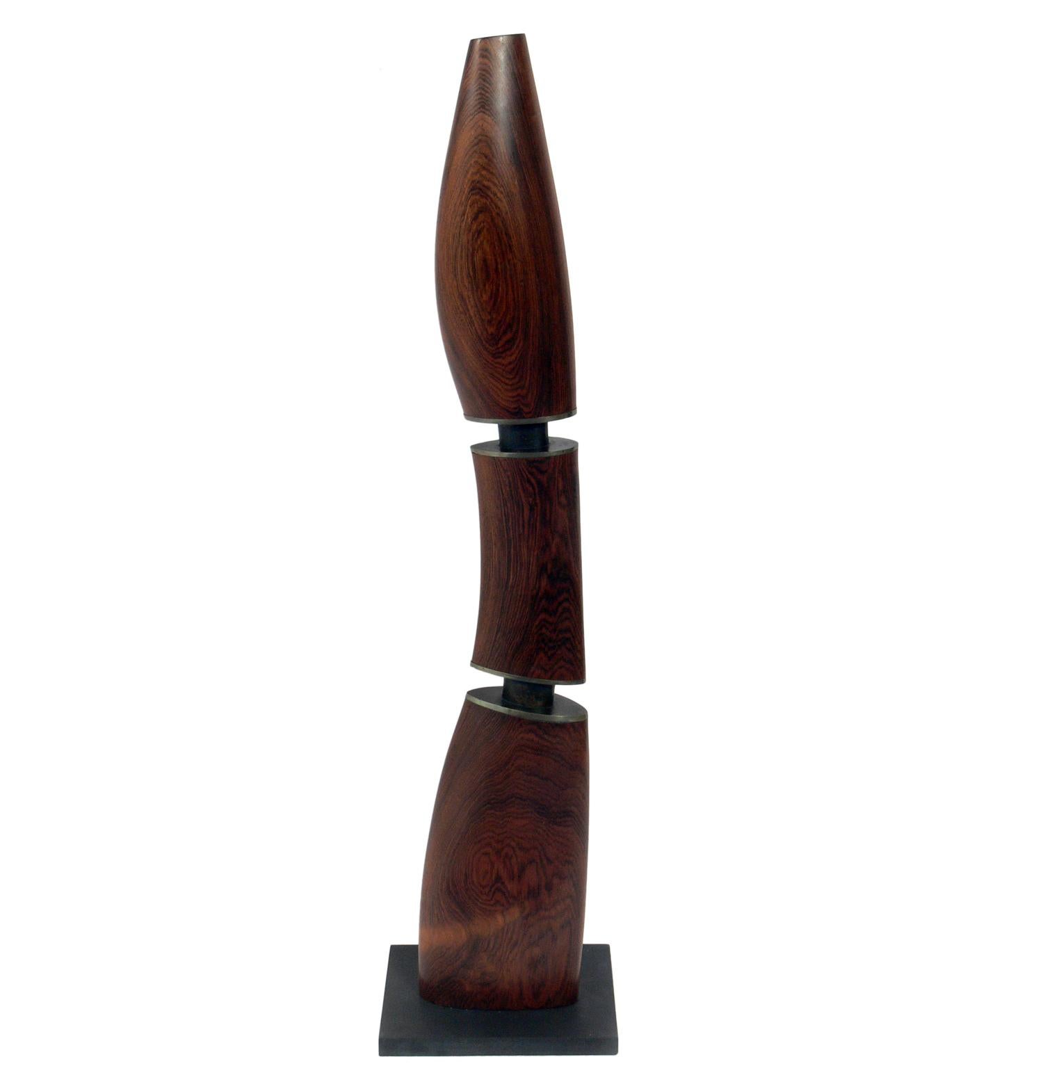 Rosewood and Bronze Totem Sculpture by Alden Smith