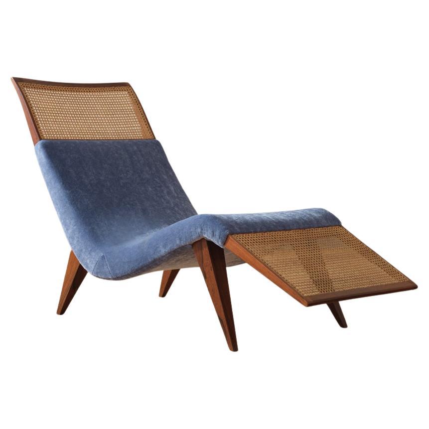 Rosewood and Cane Chaise Longue, Joaquim Tenreiro, Brazilian Mid-Century Design