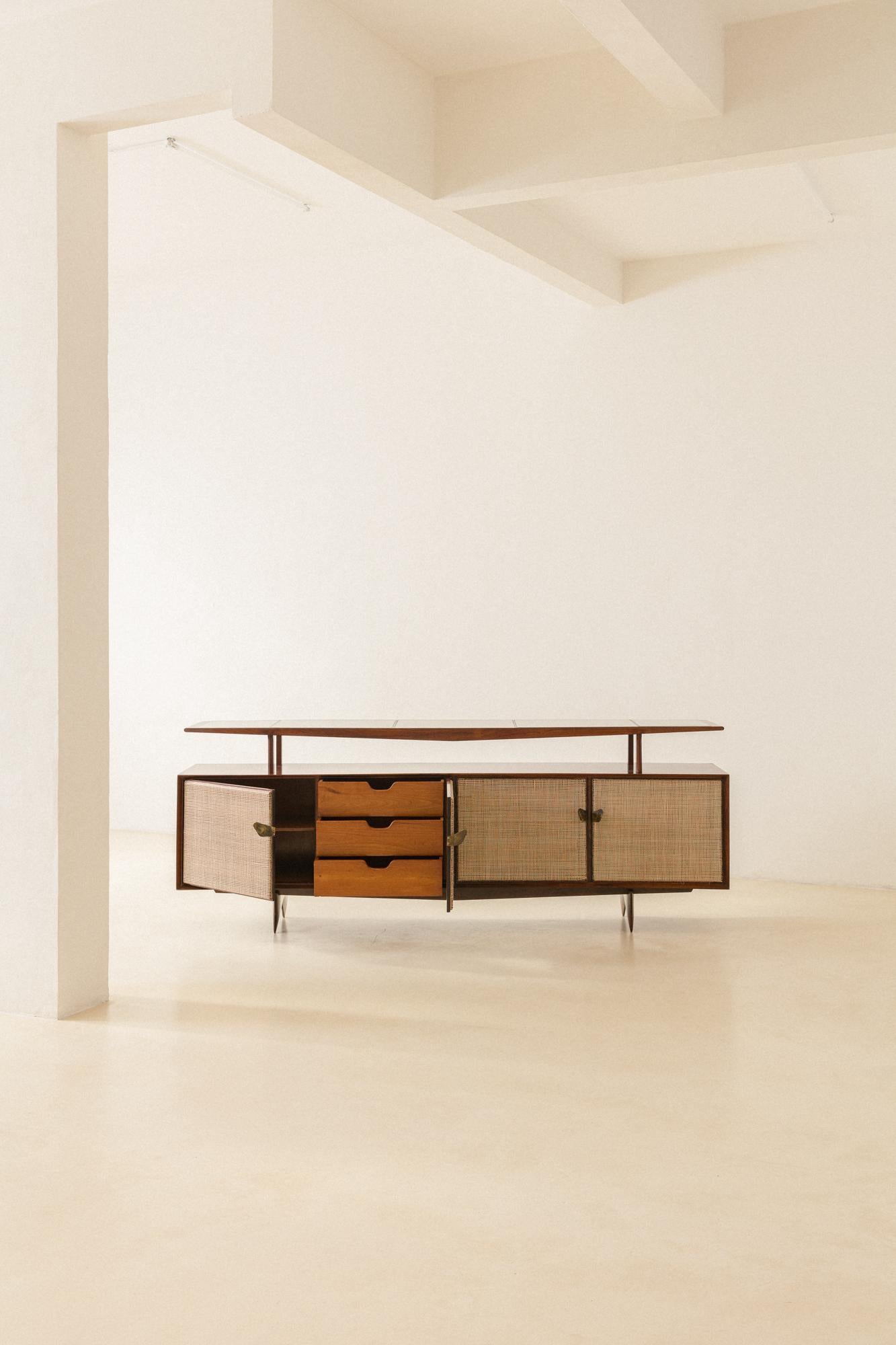 Rosewood and Cane Credenza, Martin Eisler, Forma, Brazilian Midcentury, c.1954 In Good Condition In New York, NY