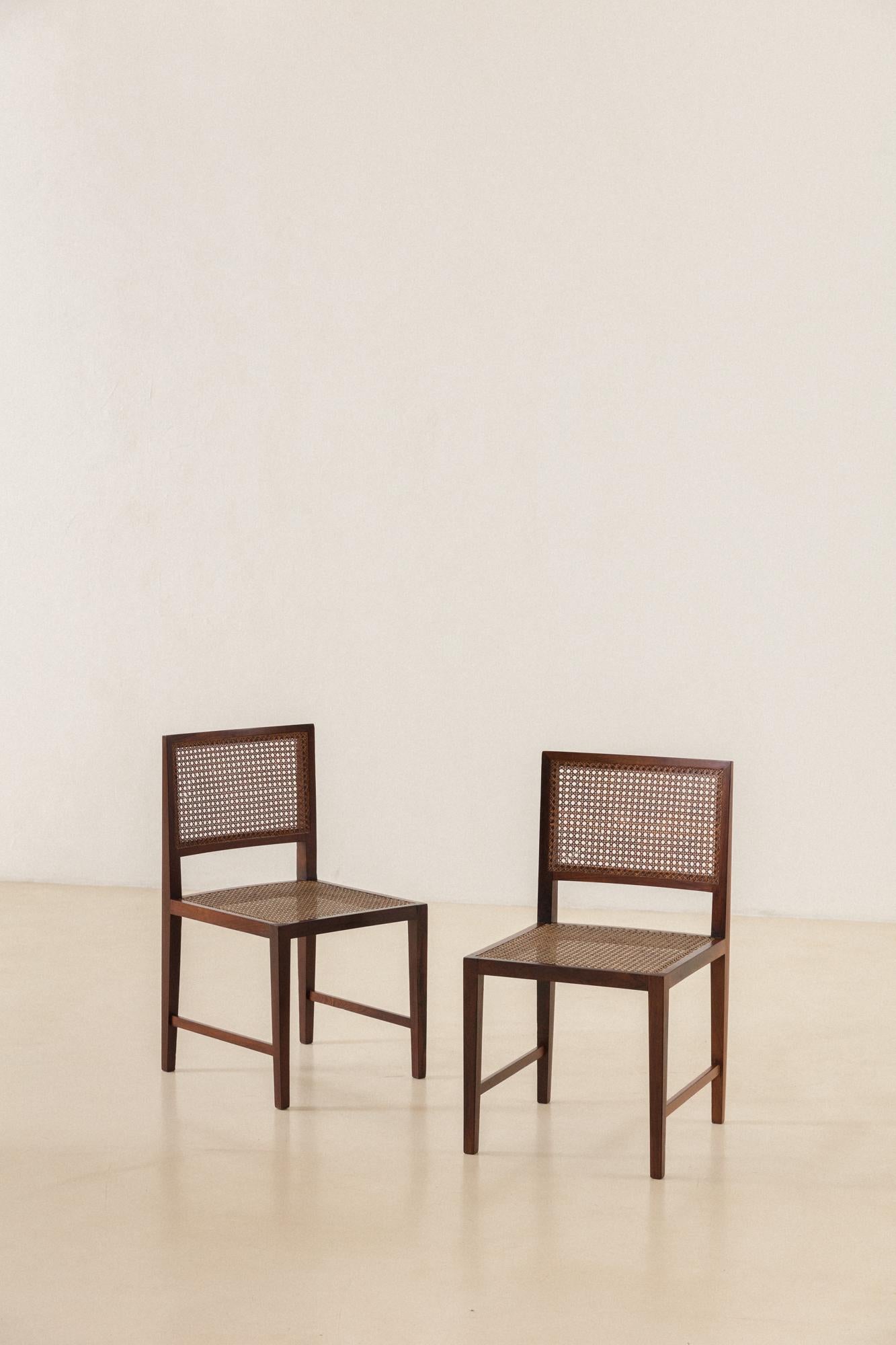 Rosewood and Cane Dining Chairs, M.L. Magalhães, 1960s, Midcentury Brazilian 3