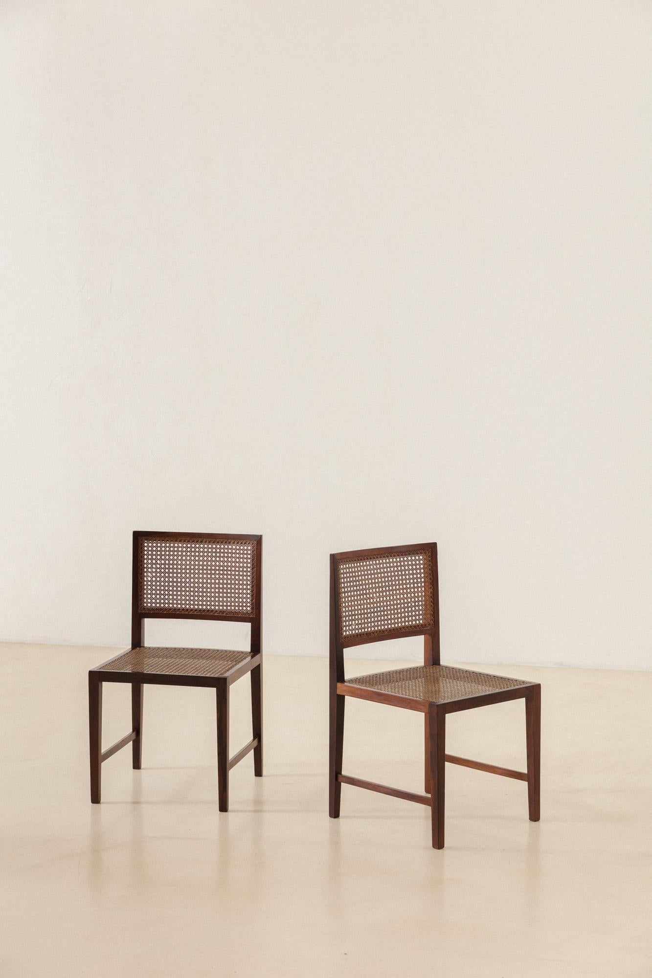 Rosewood and Cane Dining Chairs, M.L. Magalhães, 1960s, Midcentury Brazilian 4