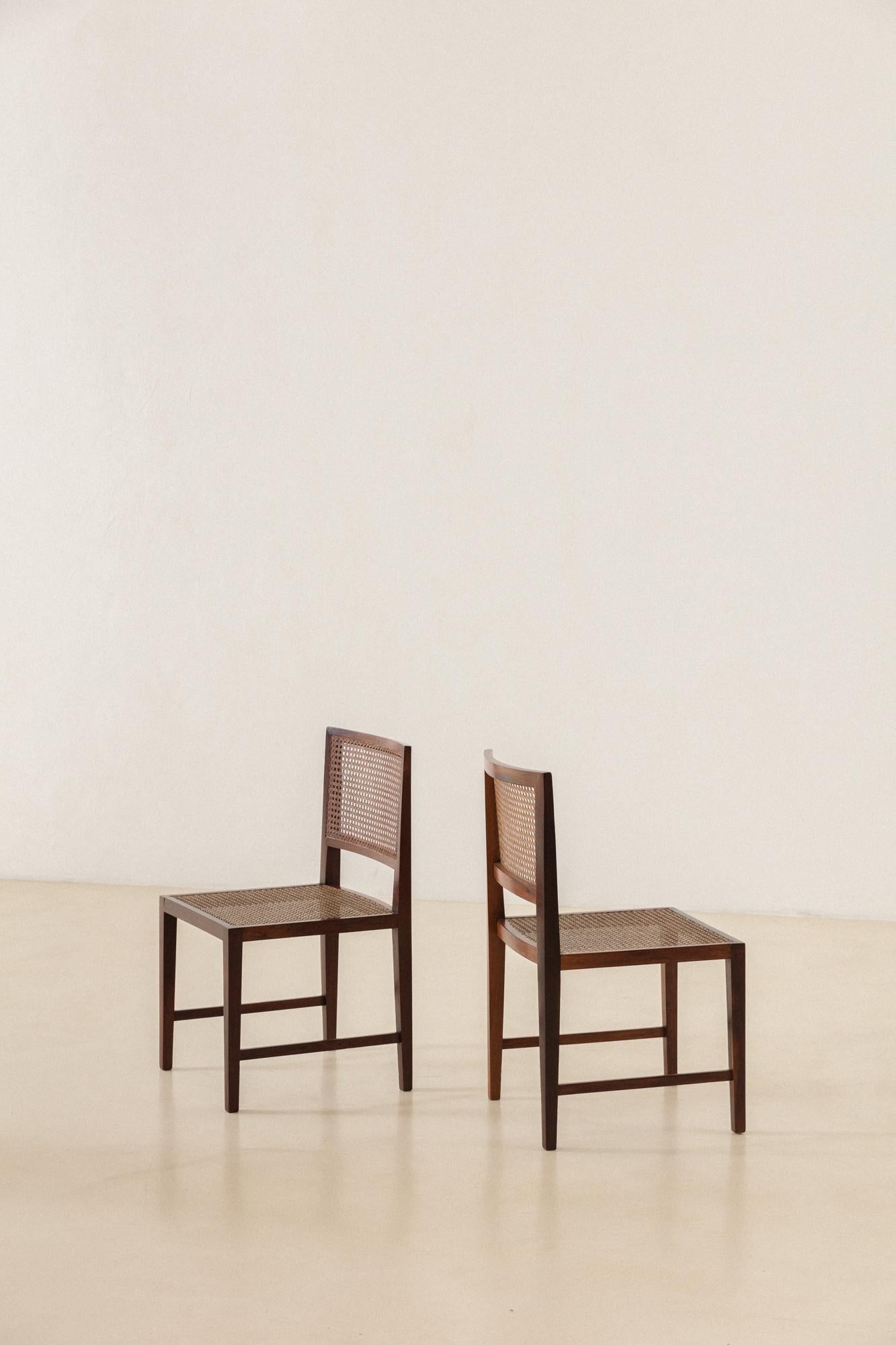 Rosewood and Cane Dining Chairs, M.L. Magalhães, 1960s, Midcentury Brazilian 5