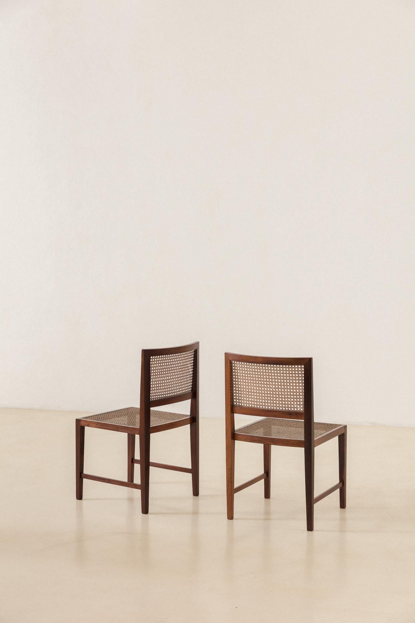 Rosewood and Cane Dining Chairs, M.L. Magalhães, 1960s, Midcentury Brazilian 6